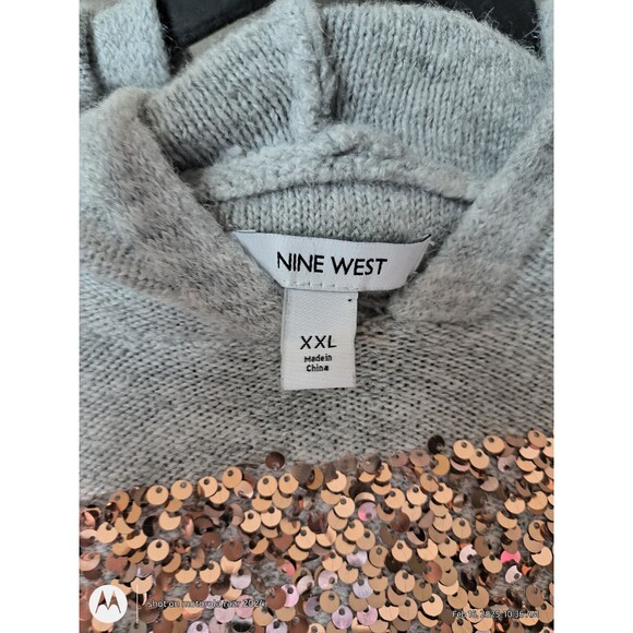 Nine West Women's Gray Hooded Sequin Sweater Size XXL - Picture 7 of 12